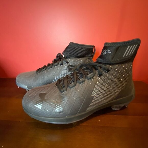 Under Armour Men's Harper 2 Mid St Black Metal Baseball Cleats - Size 7 - NWT - Picture 4 of 9